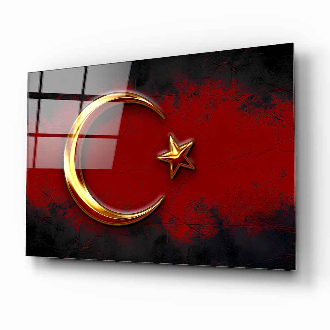Türk Bayrağı Hilal Yıldız Cam Tablo