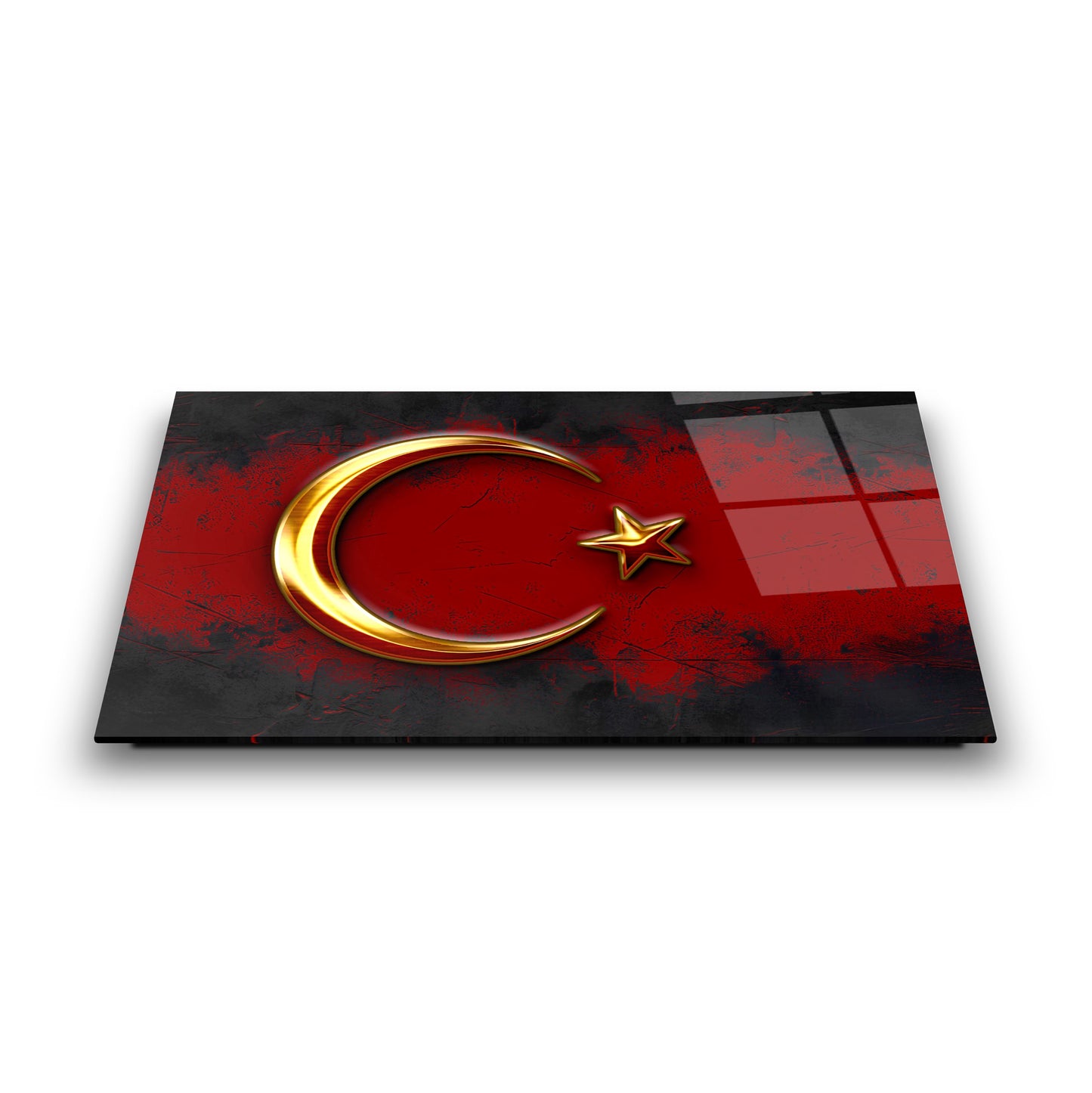 Türk Bayrağı Hilal Yıldız Cam Tablo
