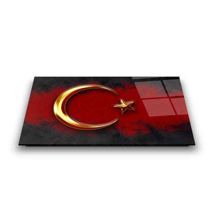 Türk Bayrağı Hilal Yıldız Cam Tablo