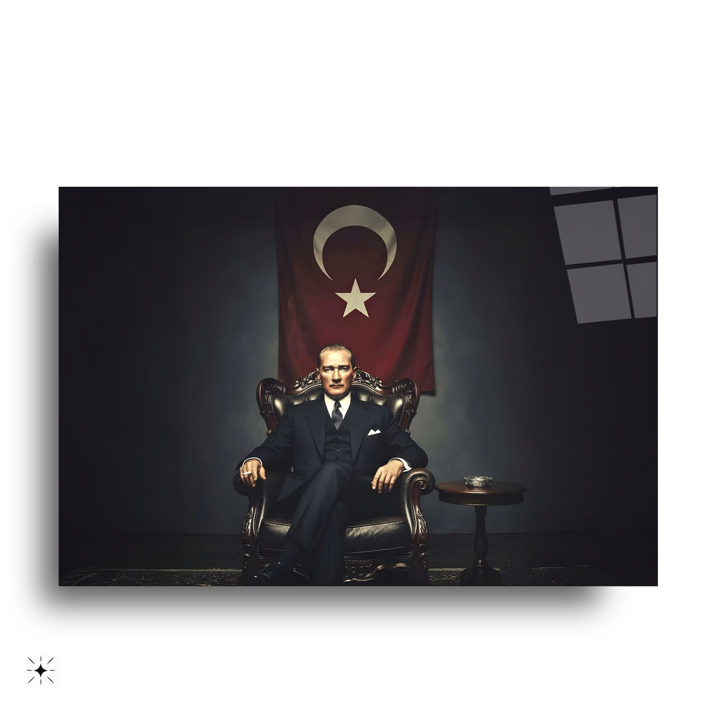 Atatürk Türk Bayraklı Cam Tablo