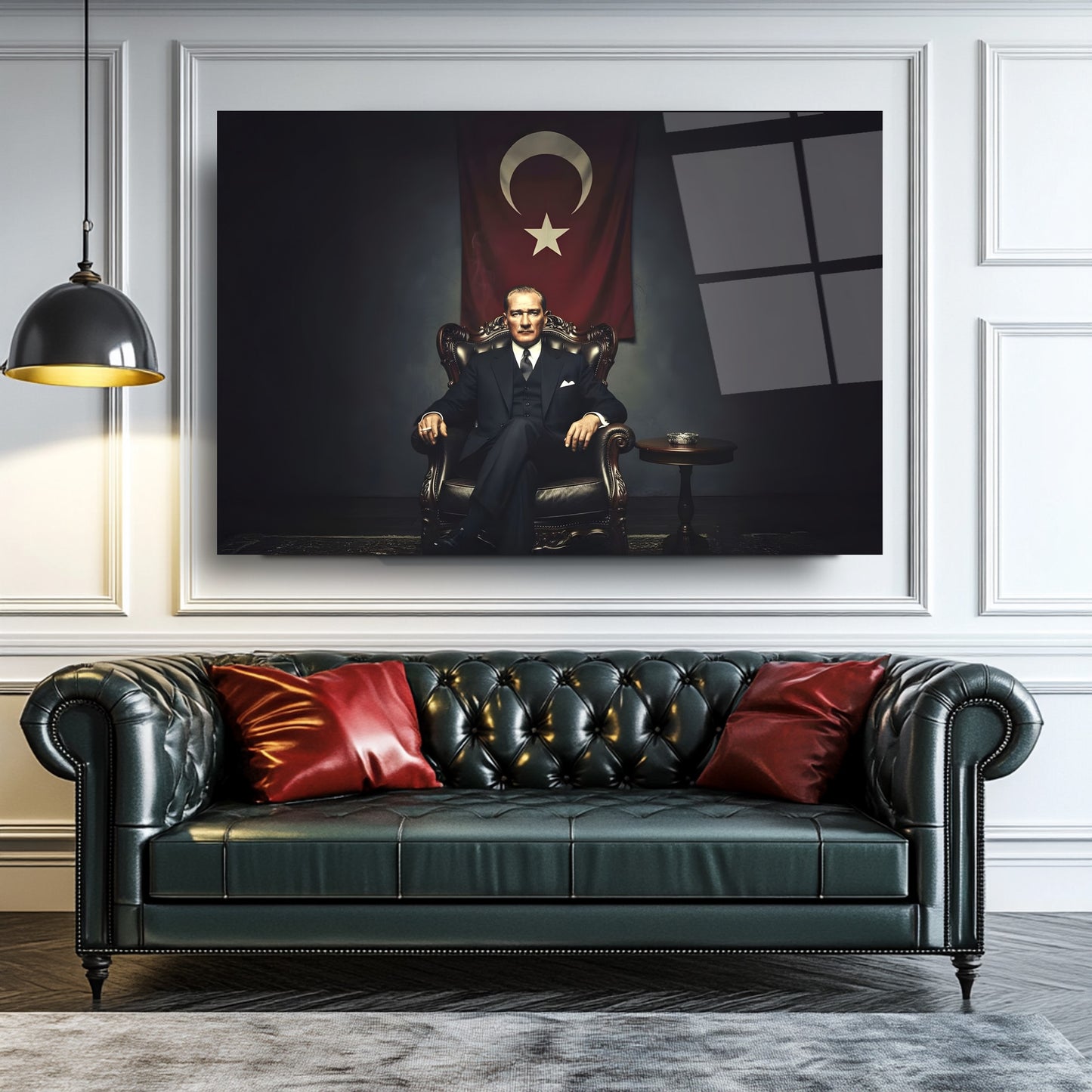 Atatürk Türk Bayraklı Cam Tablo