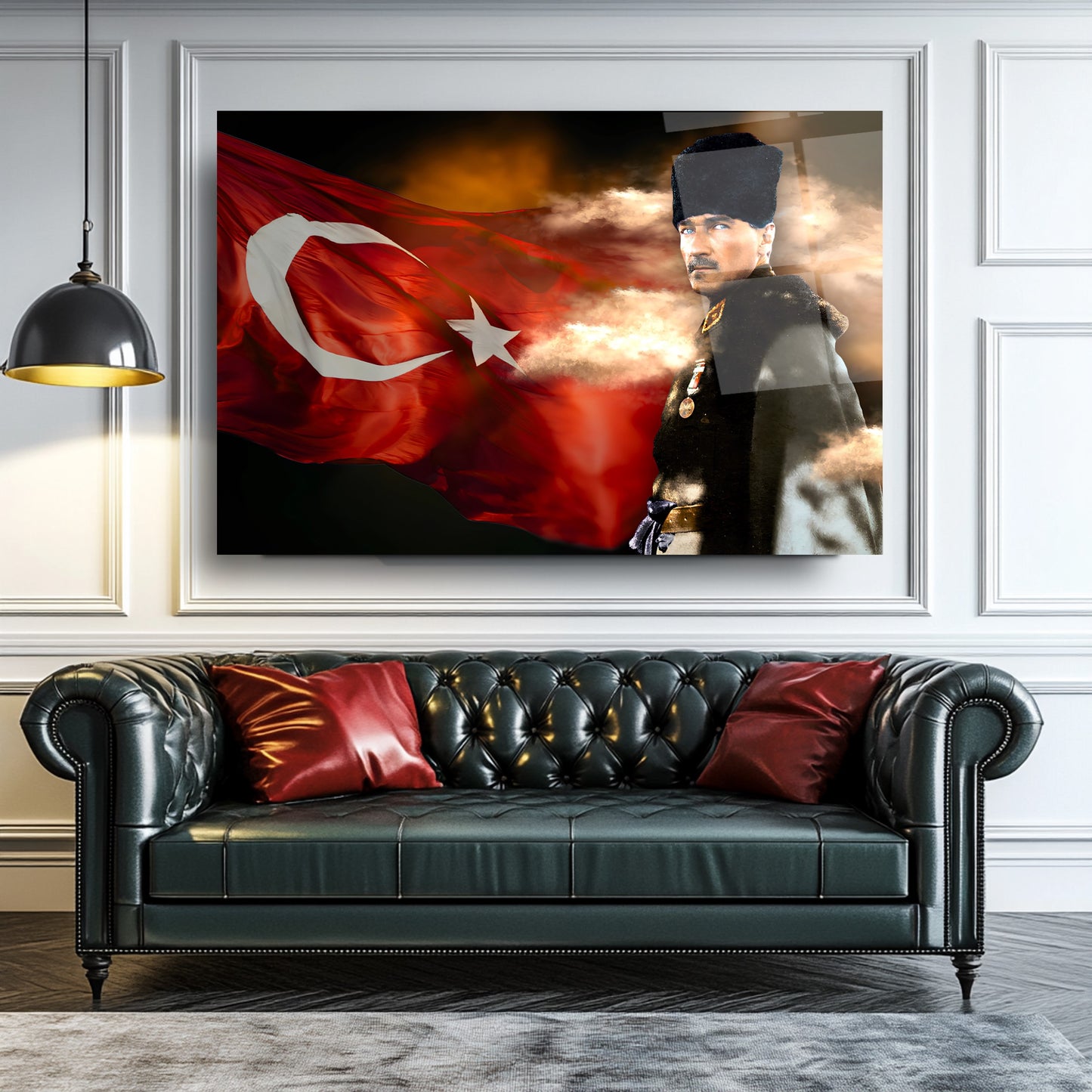 Atatürk Türk Bayraklı Cam Tablo