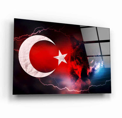 Türk Bayrağı ve Bozkurt Cam Tablo