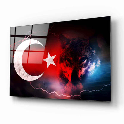Türk Bayrağı ve Bozkurt Cam Tablo