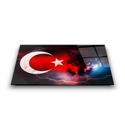 Türk Bayrağı ve Bozkurt Cam Tablo