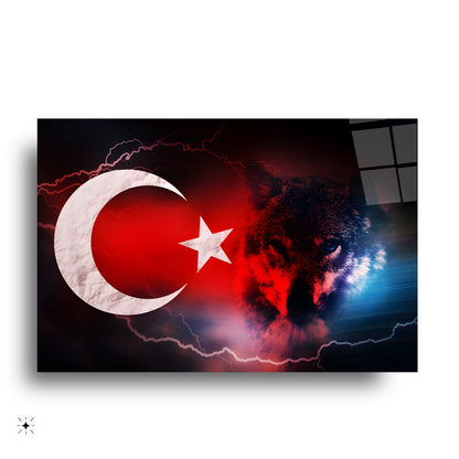 Türk Bayrağı ve Bozkurt Cam Tablo