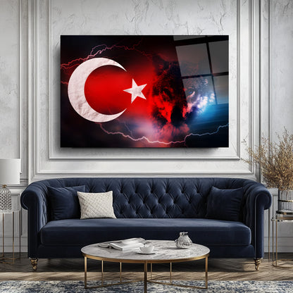 Türk Bayrağı ve Bozkurt Cam Tablo