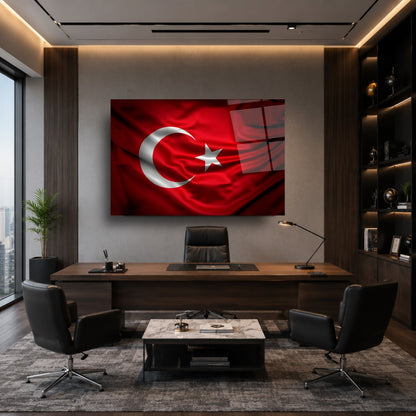 Türk Bayrağı Cam Tablo