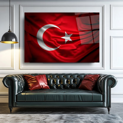 Türk Bayrağı Cam Tablo