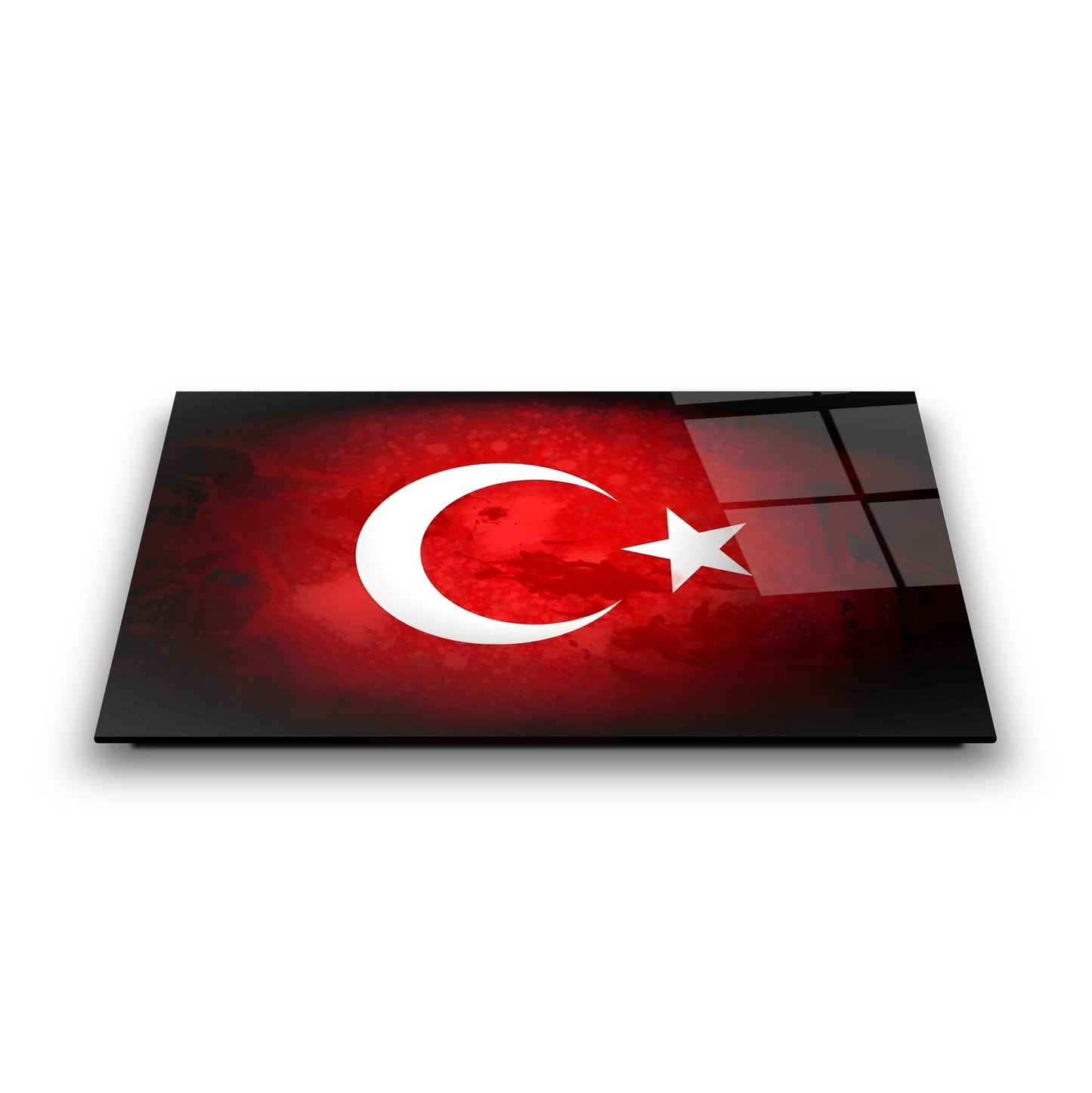 Türk Bayrağı Kırmızı Siyah Cam Tablo