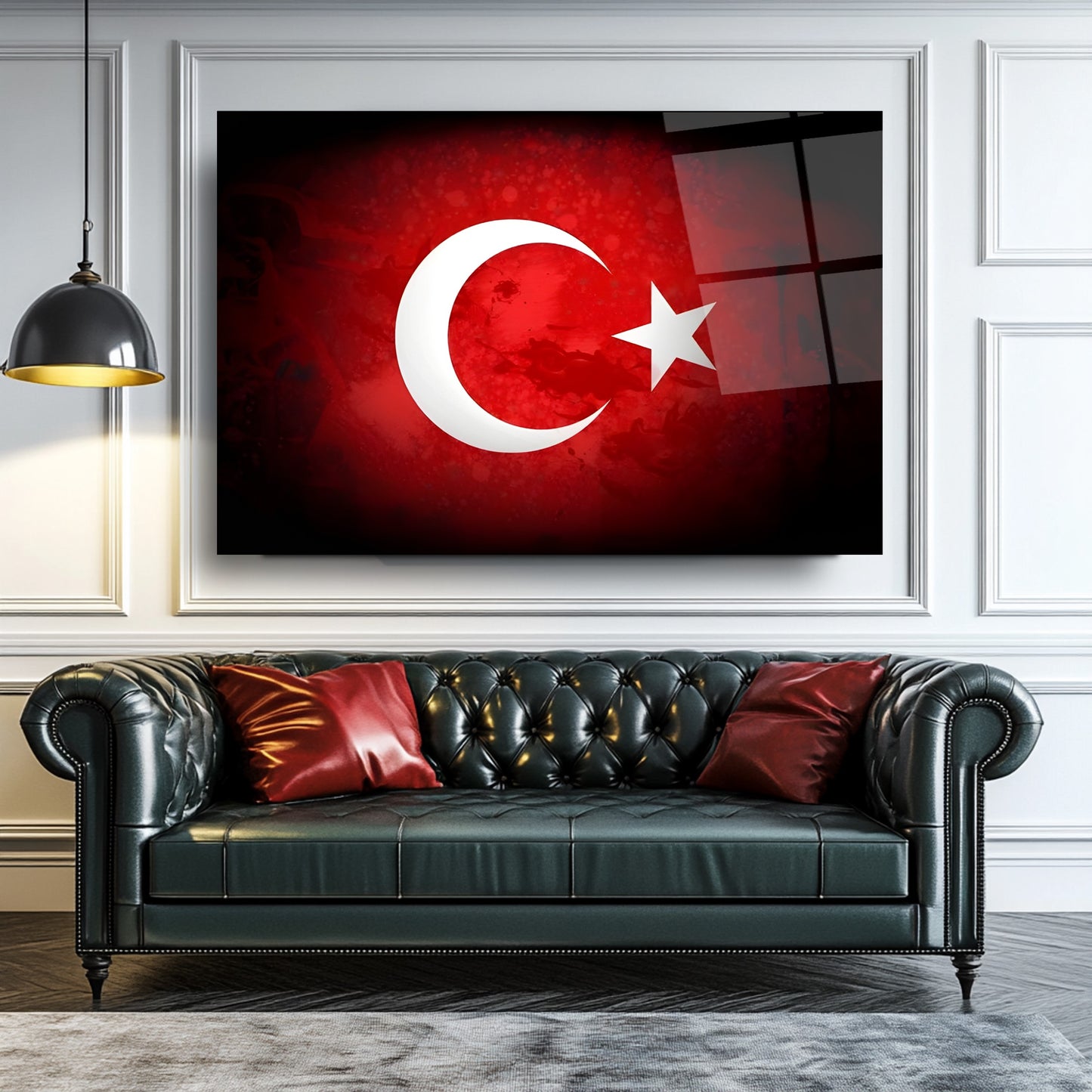 Türk Bayrağı Kırmızı Siyah Cam Tablo