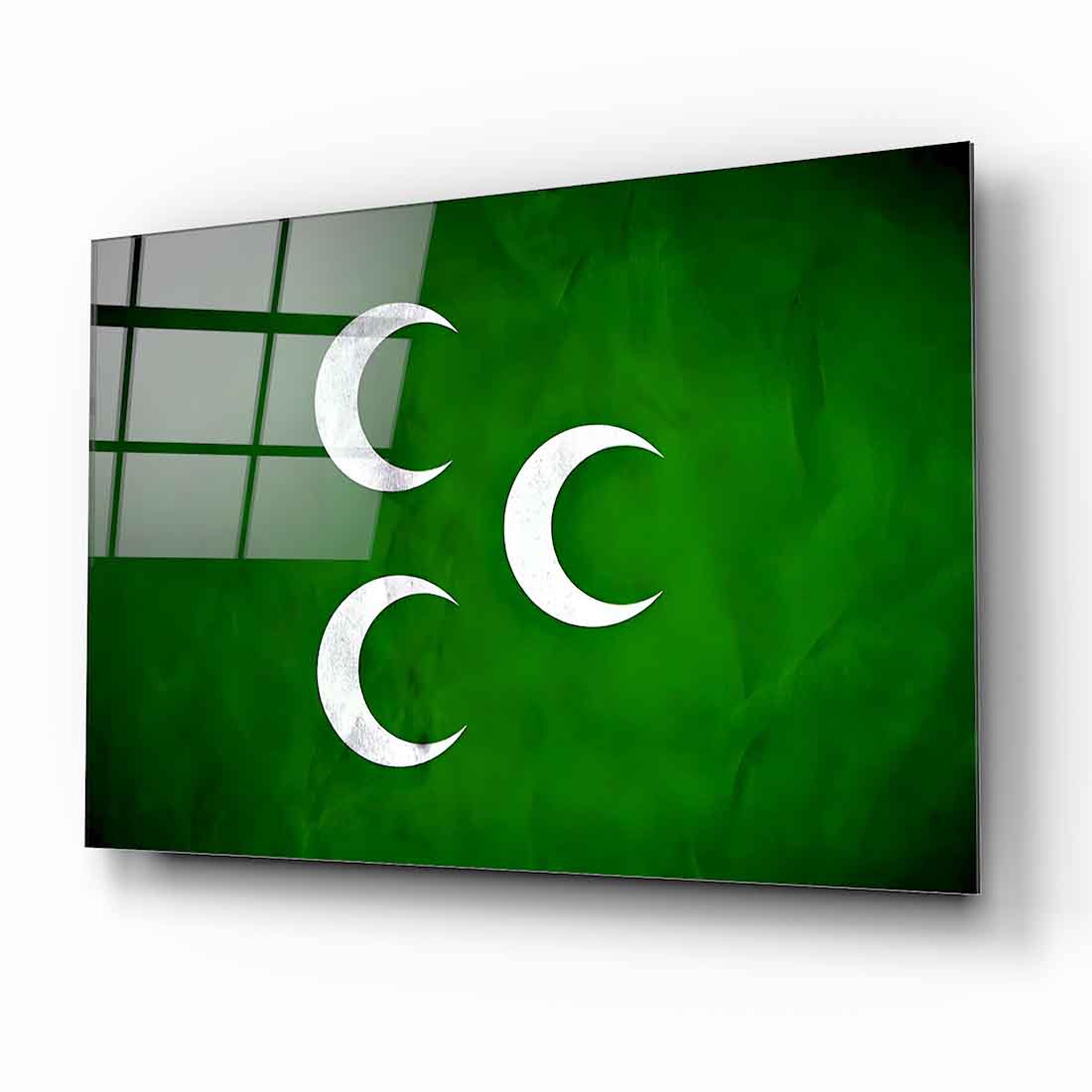 Üç Hilal Osmanlı Bayrağı Cam Tablo