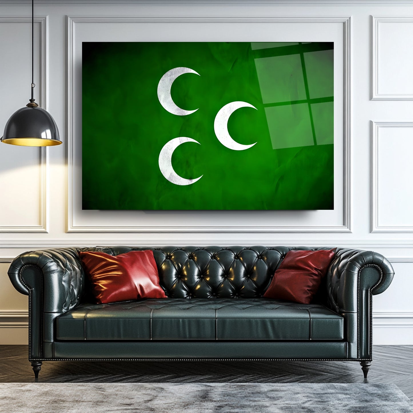 Üç Hilal Osmanlı Bayrağı Cam Tablo