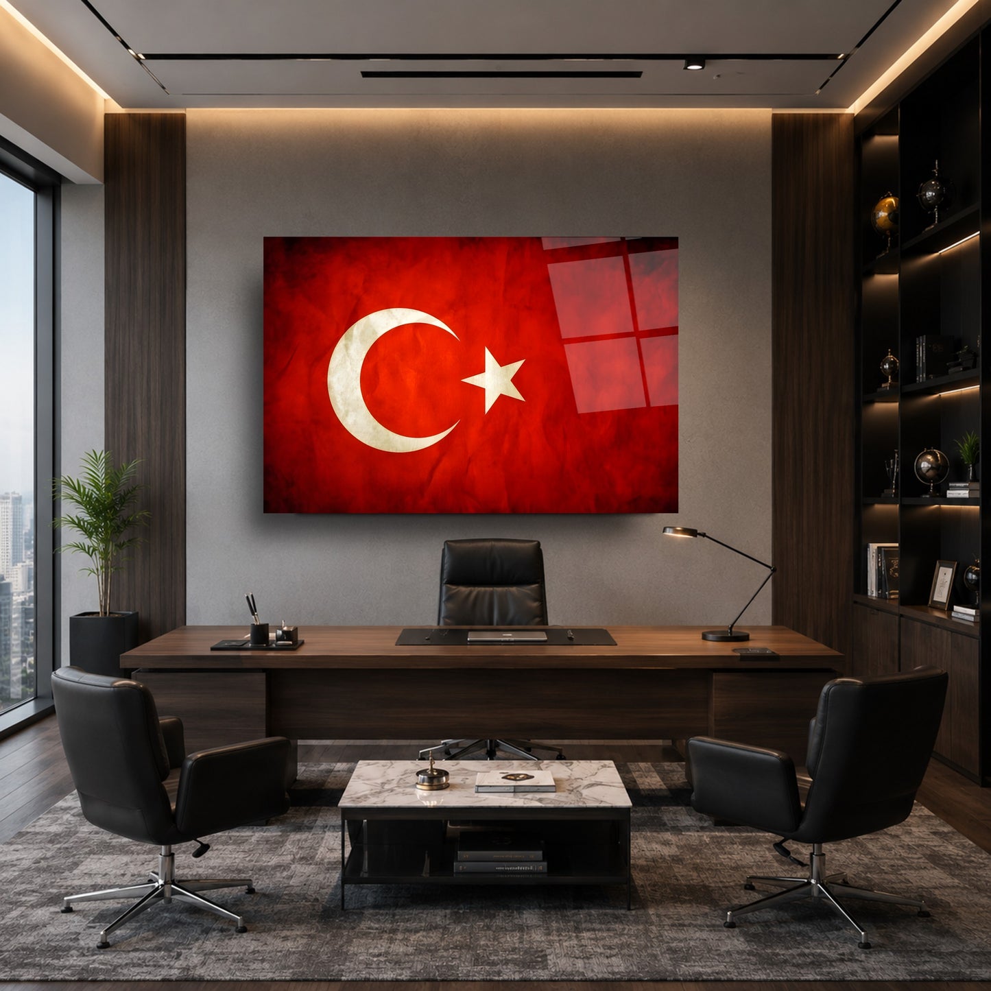 Türk Bayrağı Cam Tablo