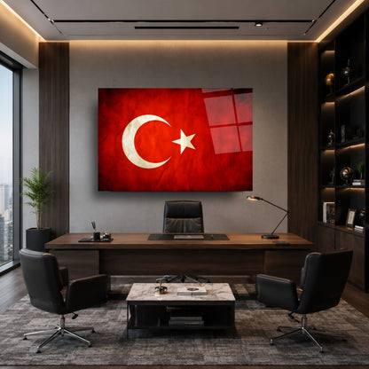 Türk Bayrağı Cam Tablo