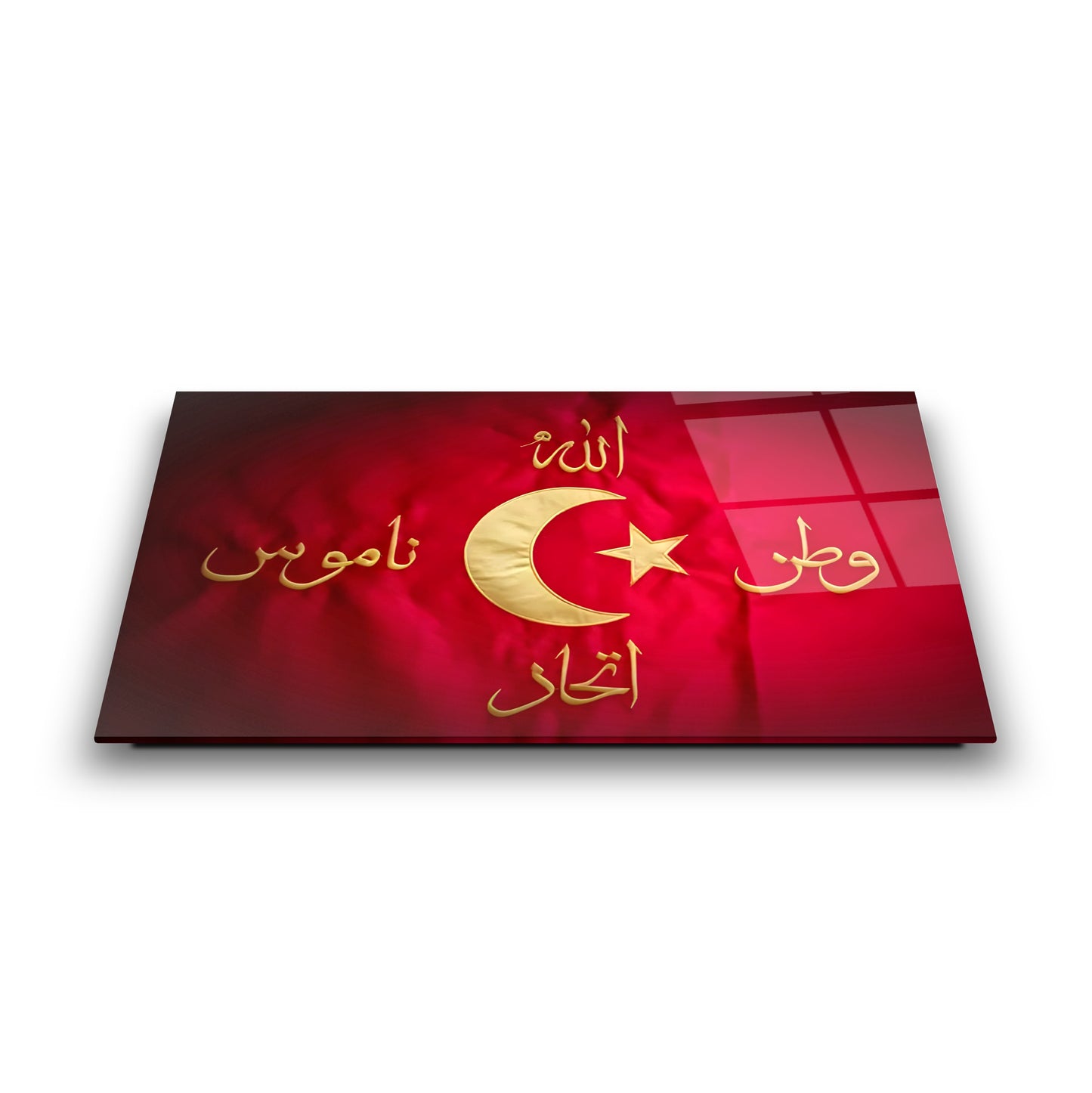 Allah Vatan Namus İttihad Bayrağı Cam Tablo