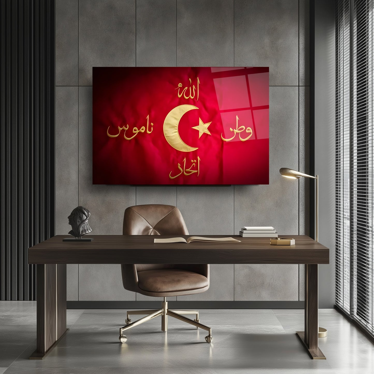 Allah Vatan Namus İttihad Bayrağı Cam Tablo