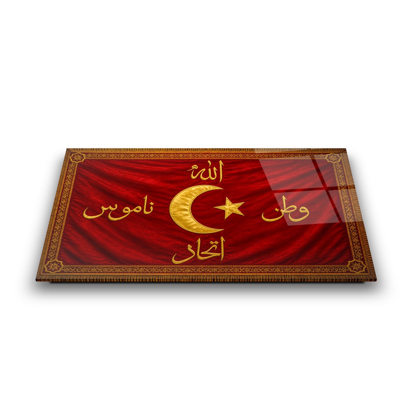 Allah Vatan Namus İttihad Bayrağı Cam Tablo