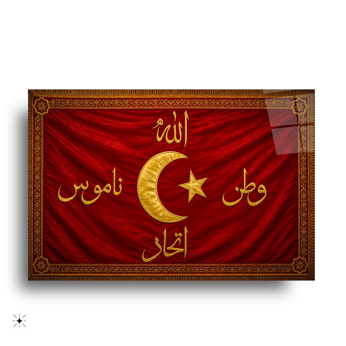 Allah Vatan Namus İttihad Bayrağı Cam Tablo