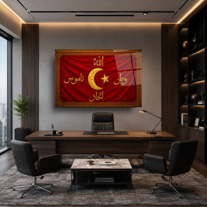 Allah Vatan Namus İttihad Bayrağı Cam Tablo