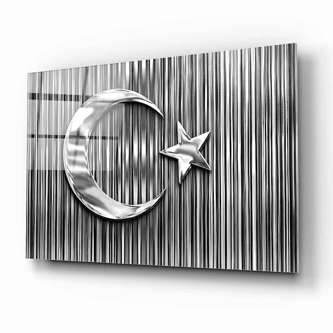 Gümüş Türk Bayrağı Cam Tablo