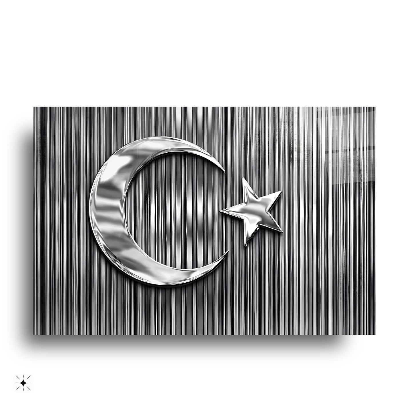 Gümüş Türk Bayrağı Cam Tablo