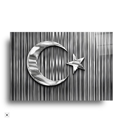 Gümüş Türk Bayrağı Cam Tablo