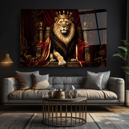 Taçlı Aslan Cam Tablo