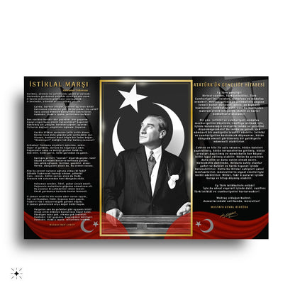 Atatürk İstiklal Marşı ve Gençliğe Hitabe Cam Tablo