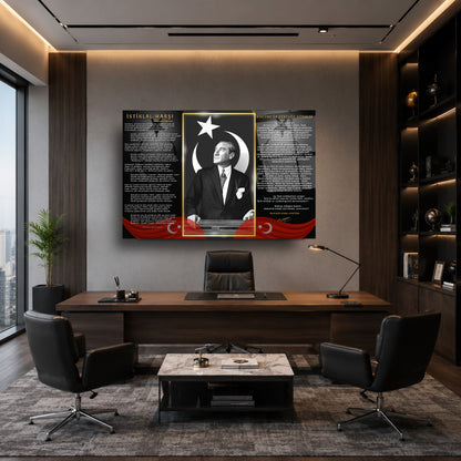 Atatürk İstiklal Marşı ve Gençliğe Hitabe Cam Tablo