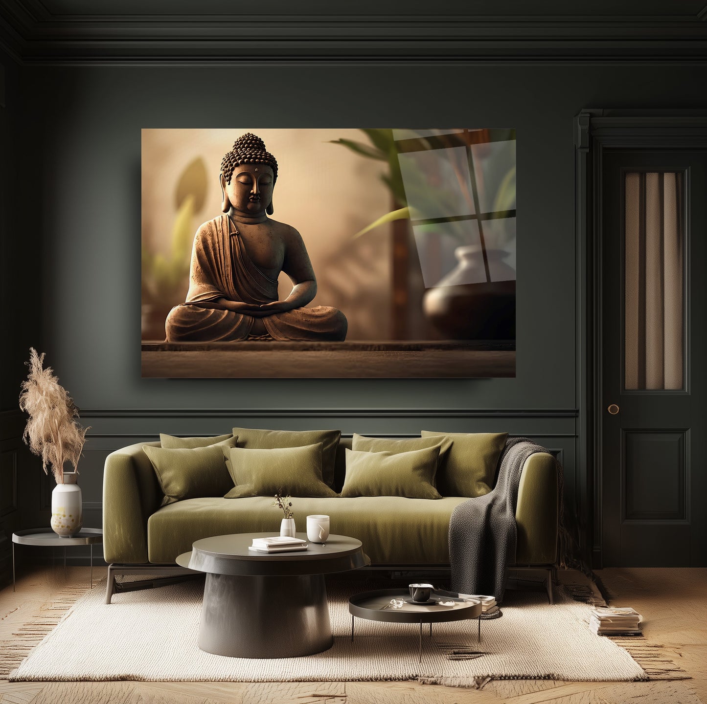 Buda Meditasyon Cam Tablo