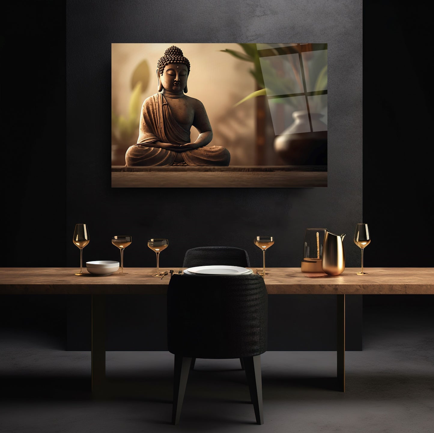 Buda Meditasyon Cam Tablo