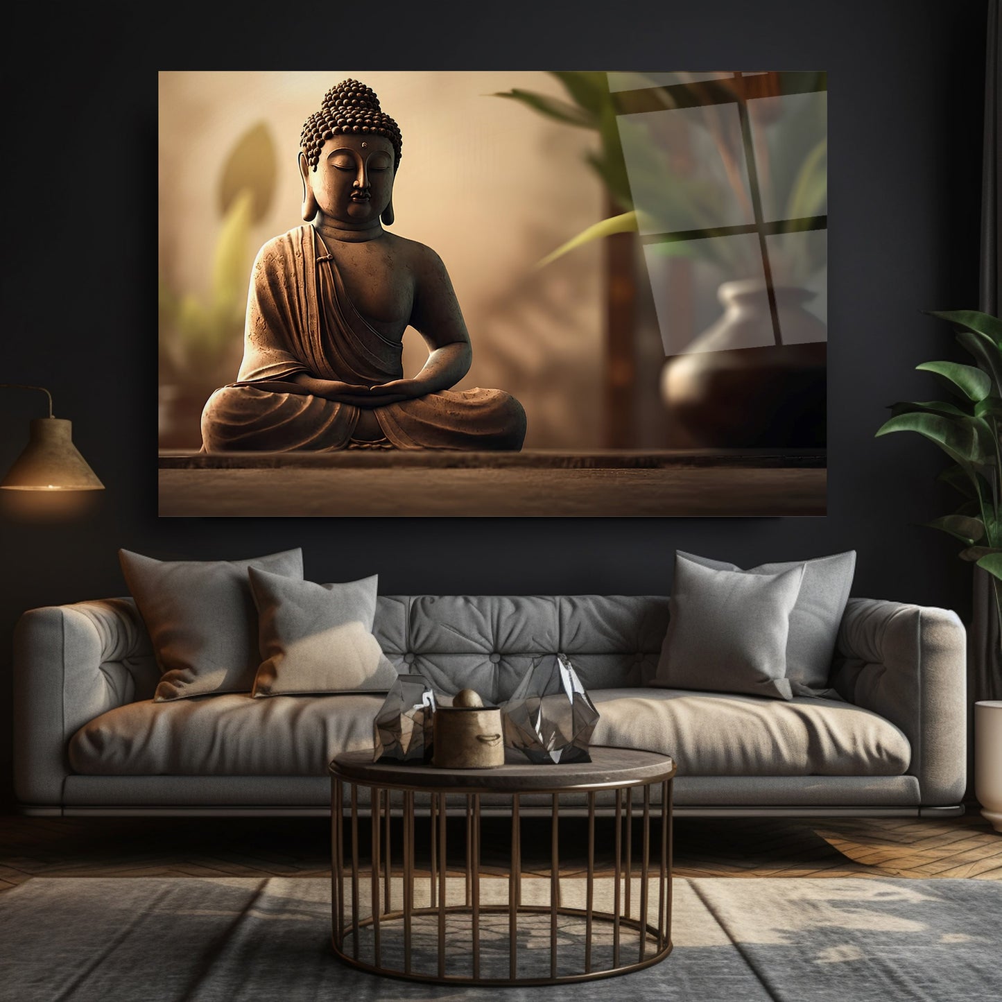 Buda Meditasyon Cam Tablo