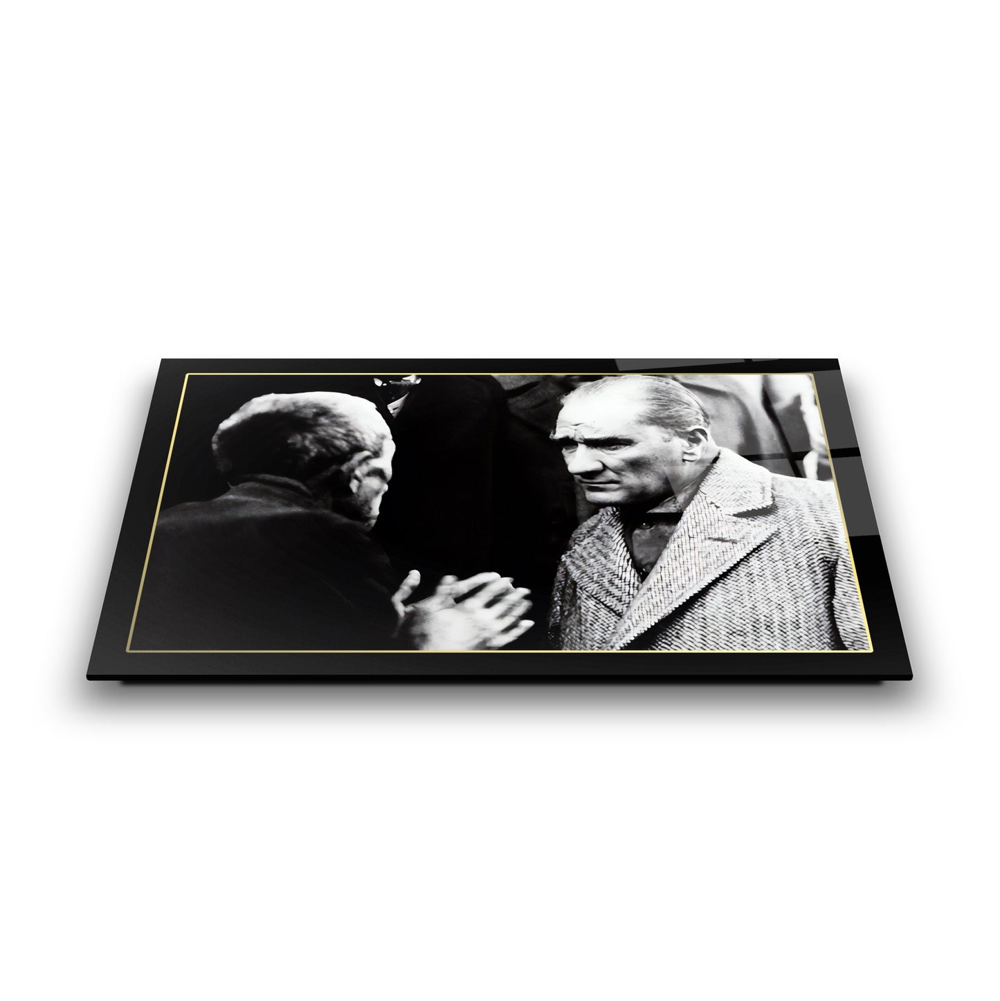 Atatürk Siyah Beyaz Fotoğraf Cam Tablo