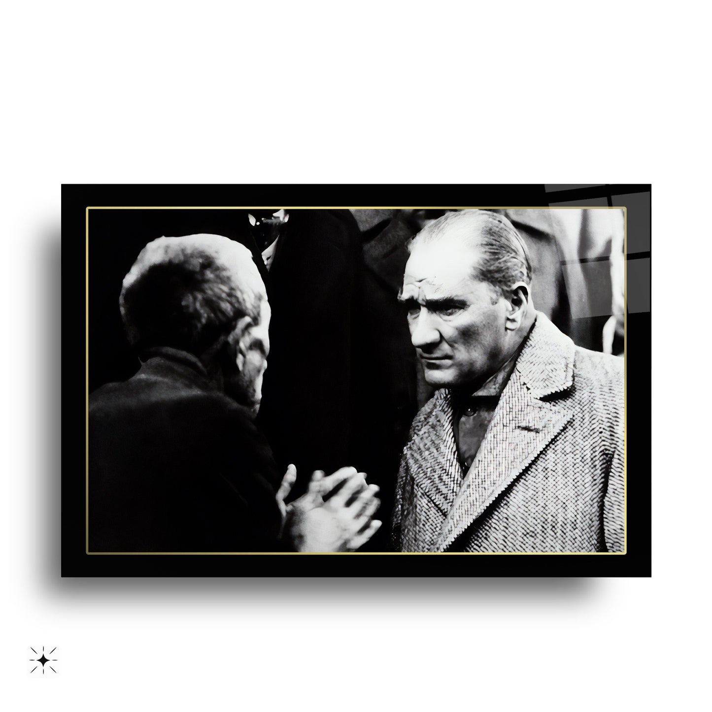 Atatürk Siyah Beyaz Fotoğraf Cam Tablo