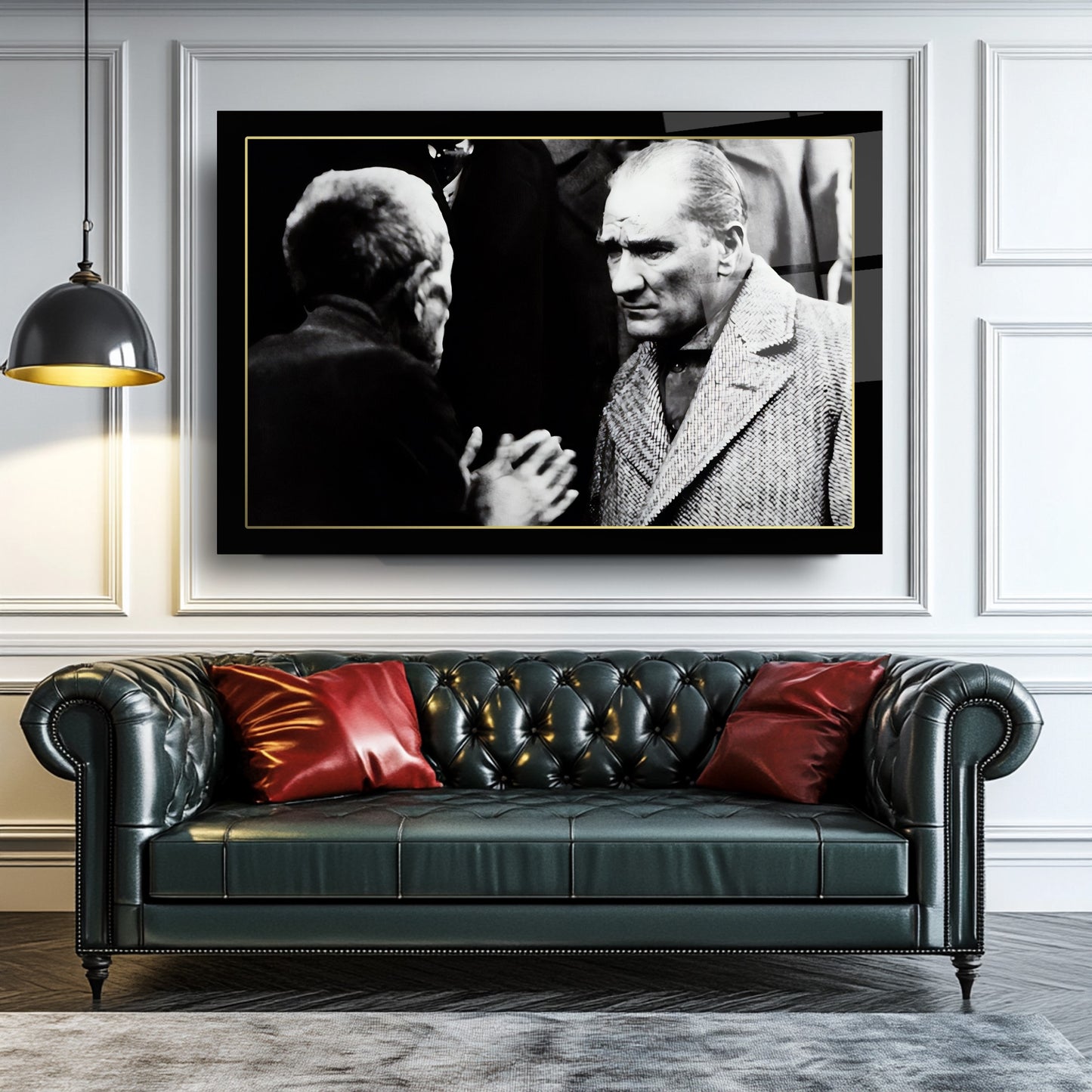 Atatürk Siyah Beyaz Fotoğraf Cam Tablo