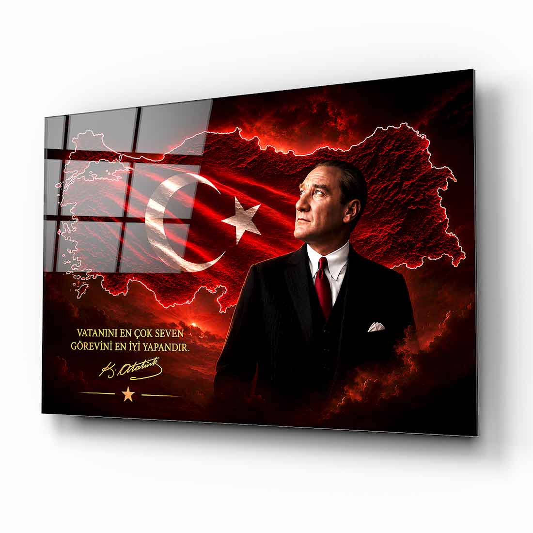 Atatürk Sözlü Türkiye Haritası Cam Tablo