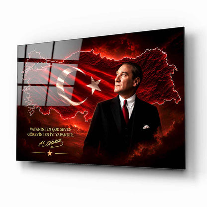 Atatürk Sözlü Türkiye Haritası Cam Tablo