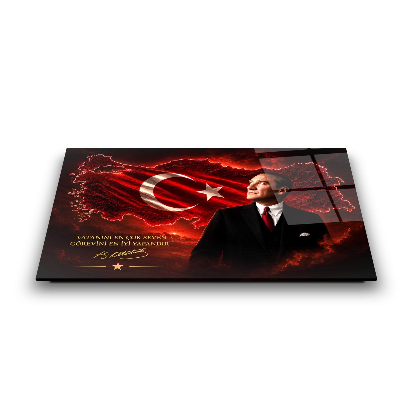 Atatürk Sözlü Türkiye Haritası Cam Tablo