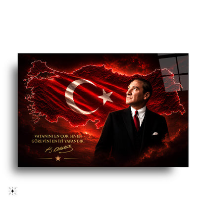 Atatürk Sözlü Türkiye Haritası Cam Tablo