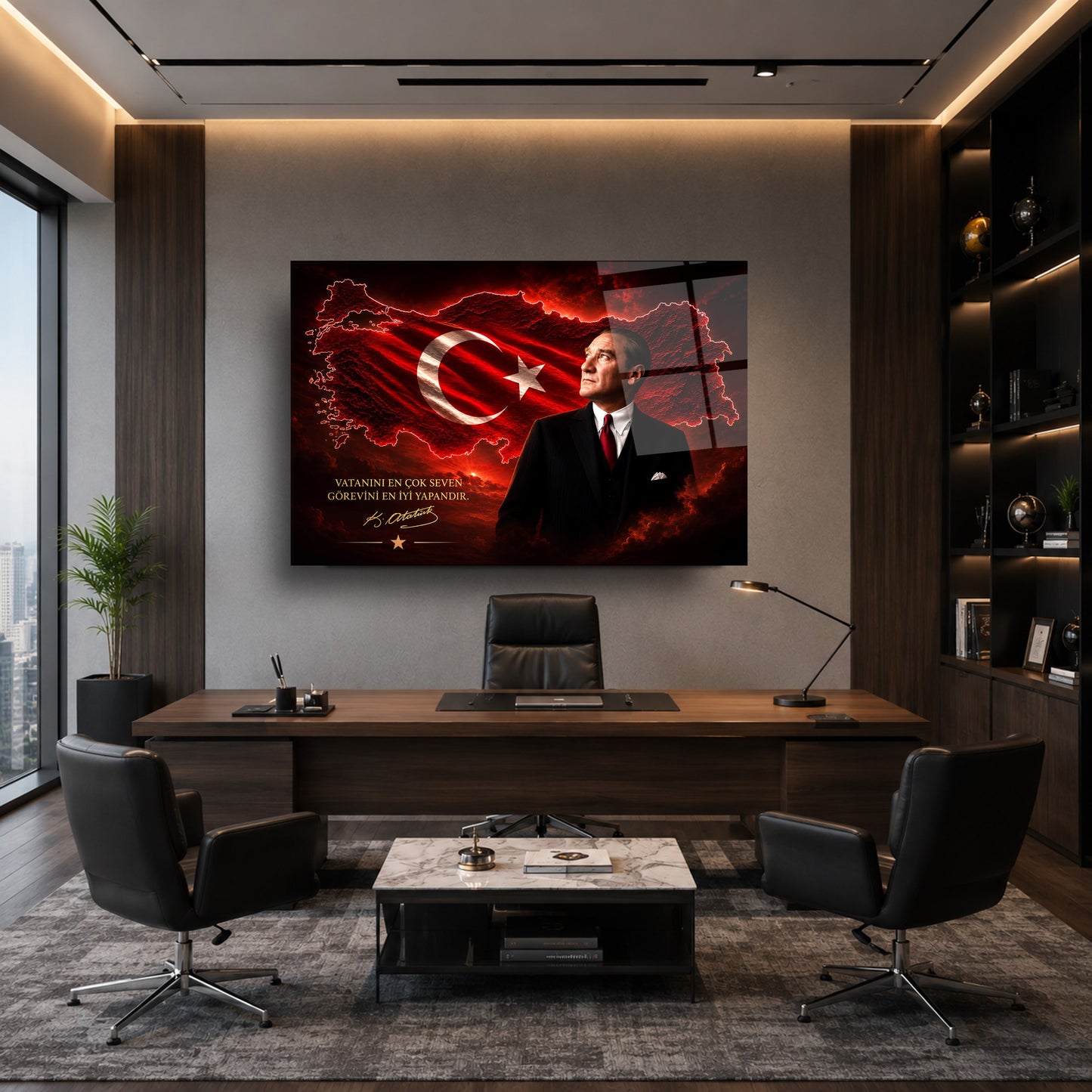 Atatürk Sözlü Türkiye Haritası Cam Tablo