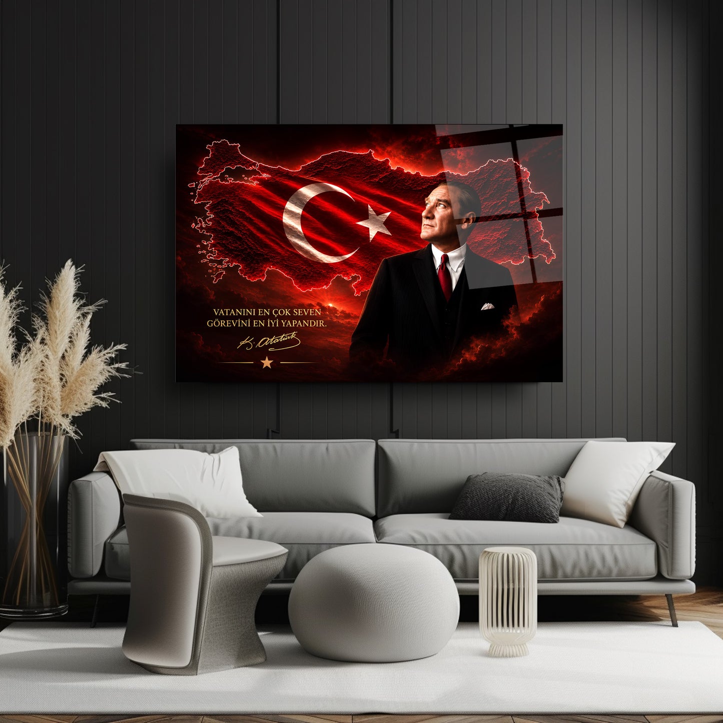 Atatürk Sözlü Türkiye Haritası Cam Tablo