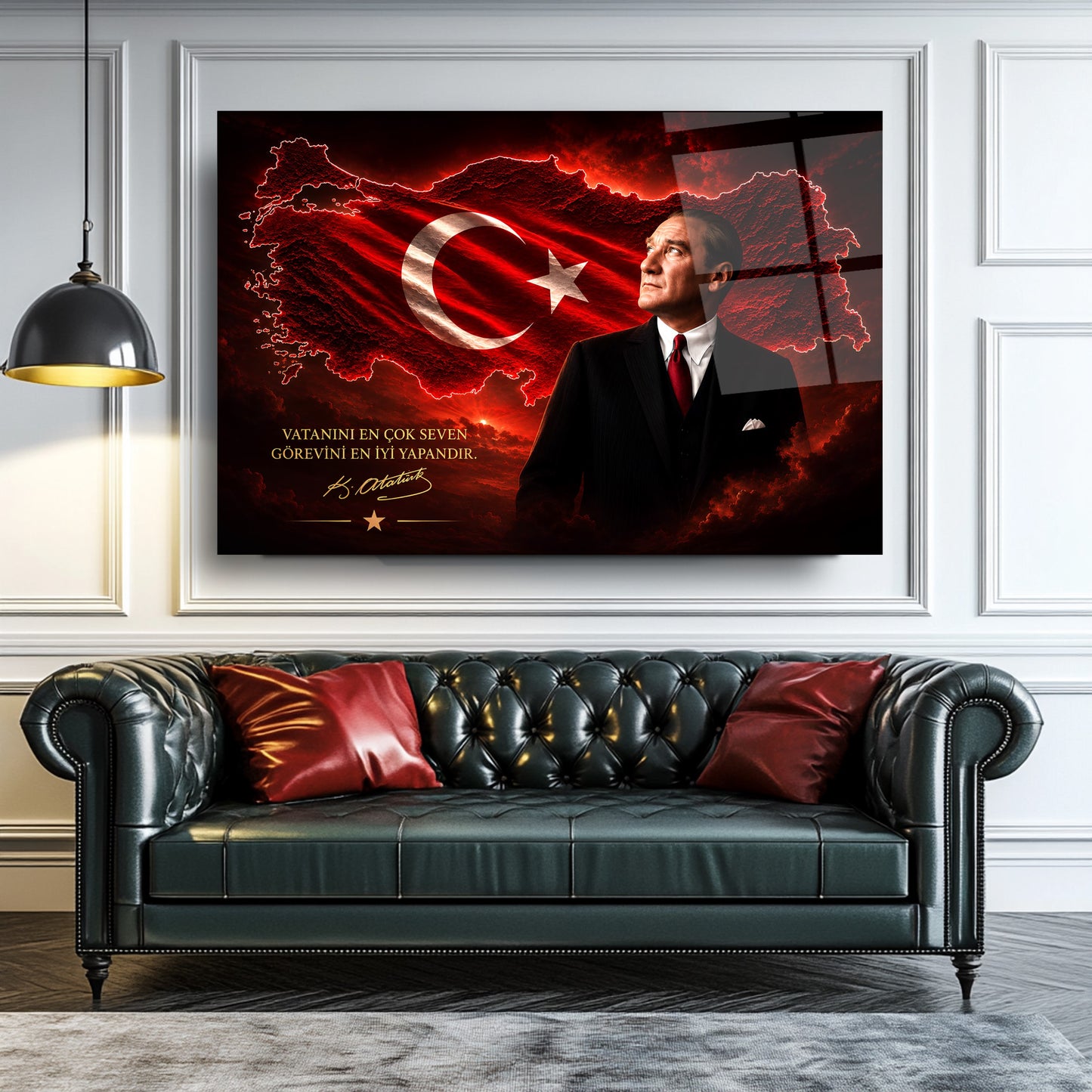 Atatürk Sözlü Türkiye Haritası Cam Tablo