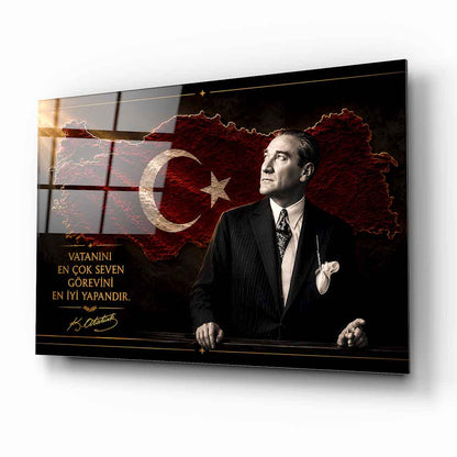 Atatürk Sözlü Türkiye Haritası Cam Tablo