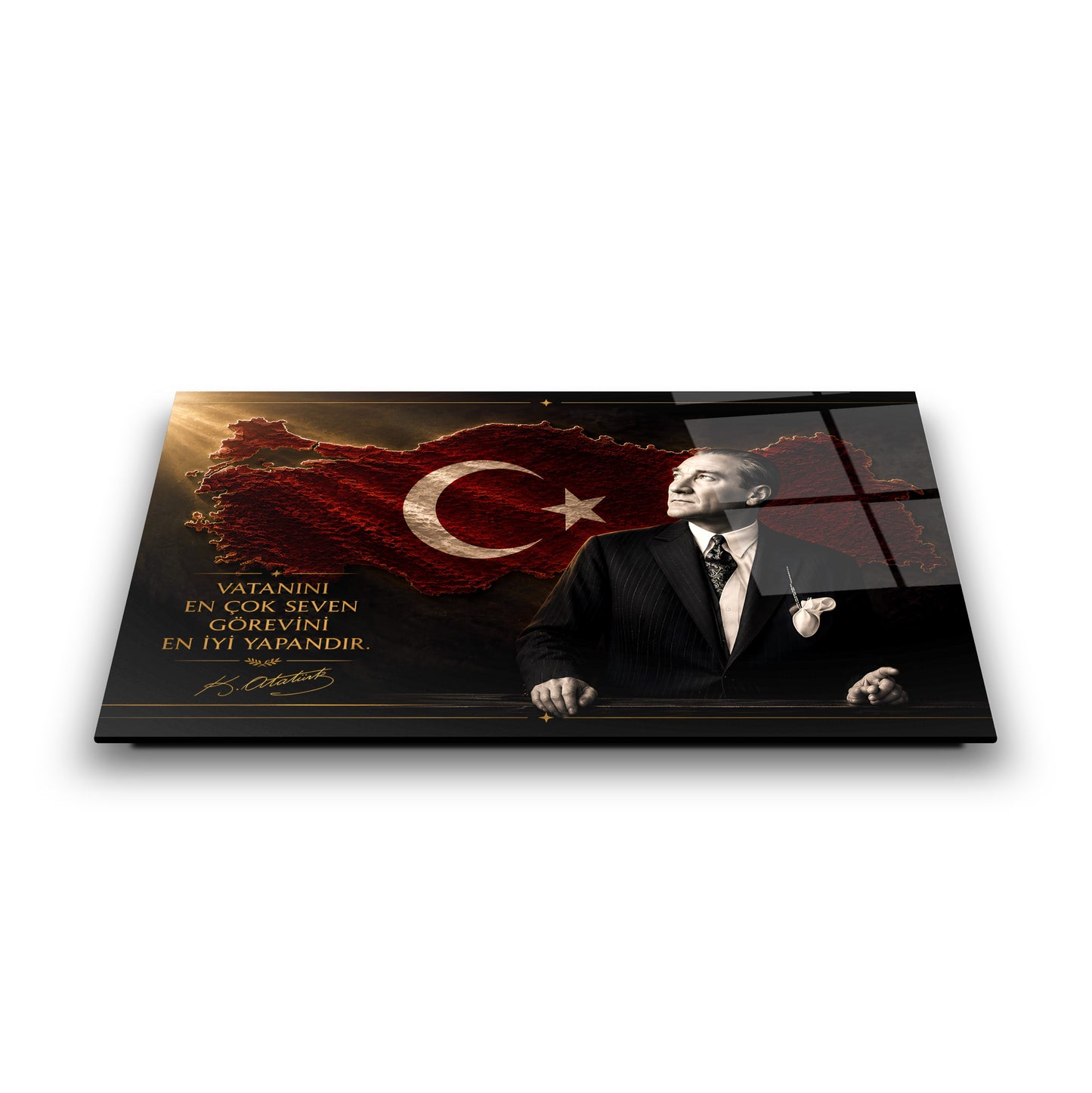 Atatürk Sözlü Türkiye Haritası Cam Tablo