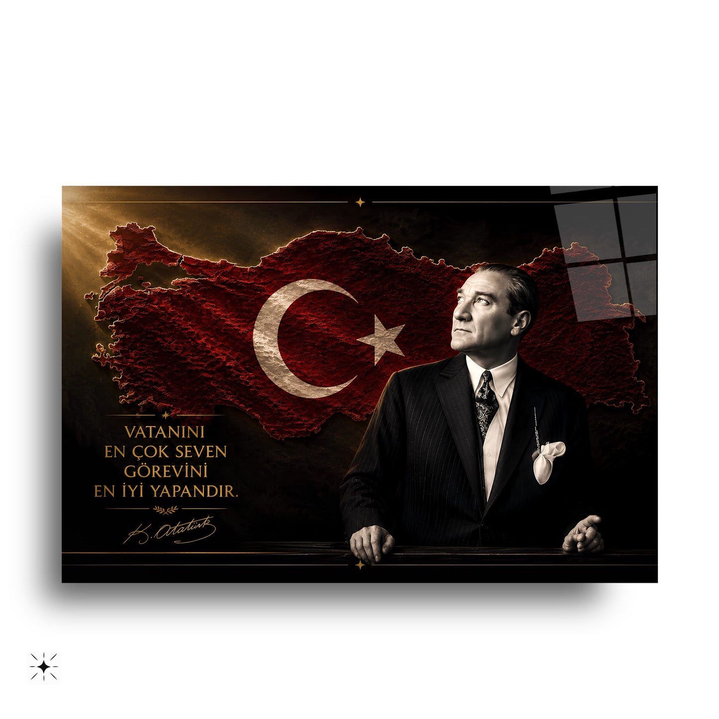 Atatürk Sözlü Türkiye Haritası Cam Tablo