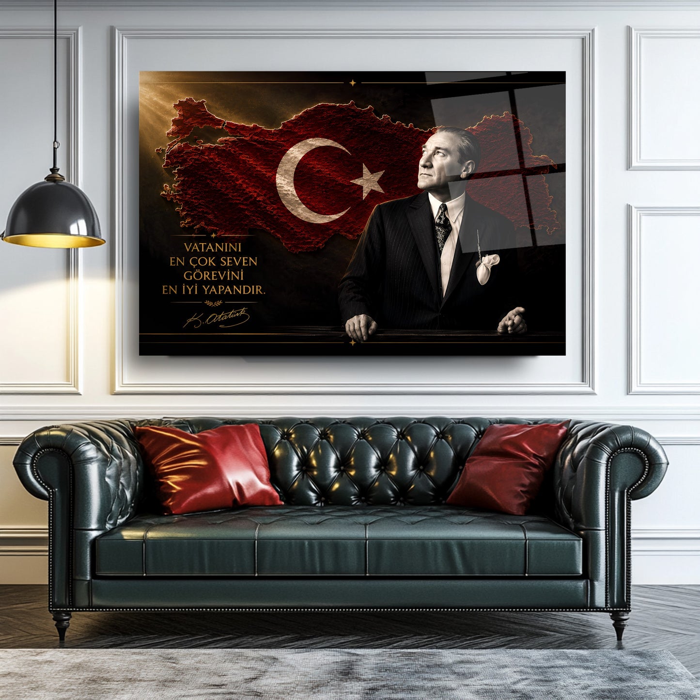 Atatürk Sözlü Türkiye Haritası Cam Tablo