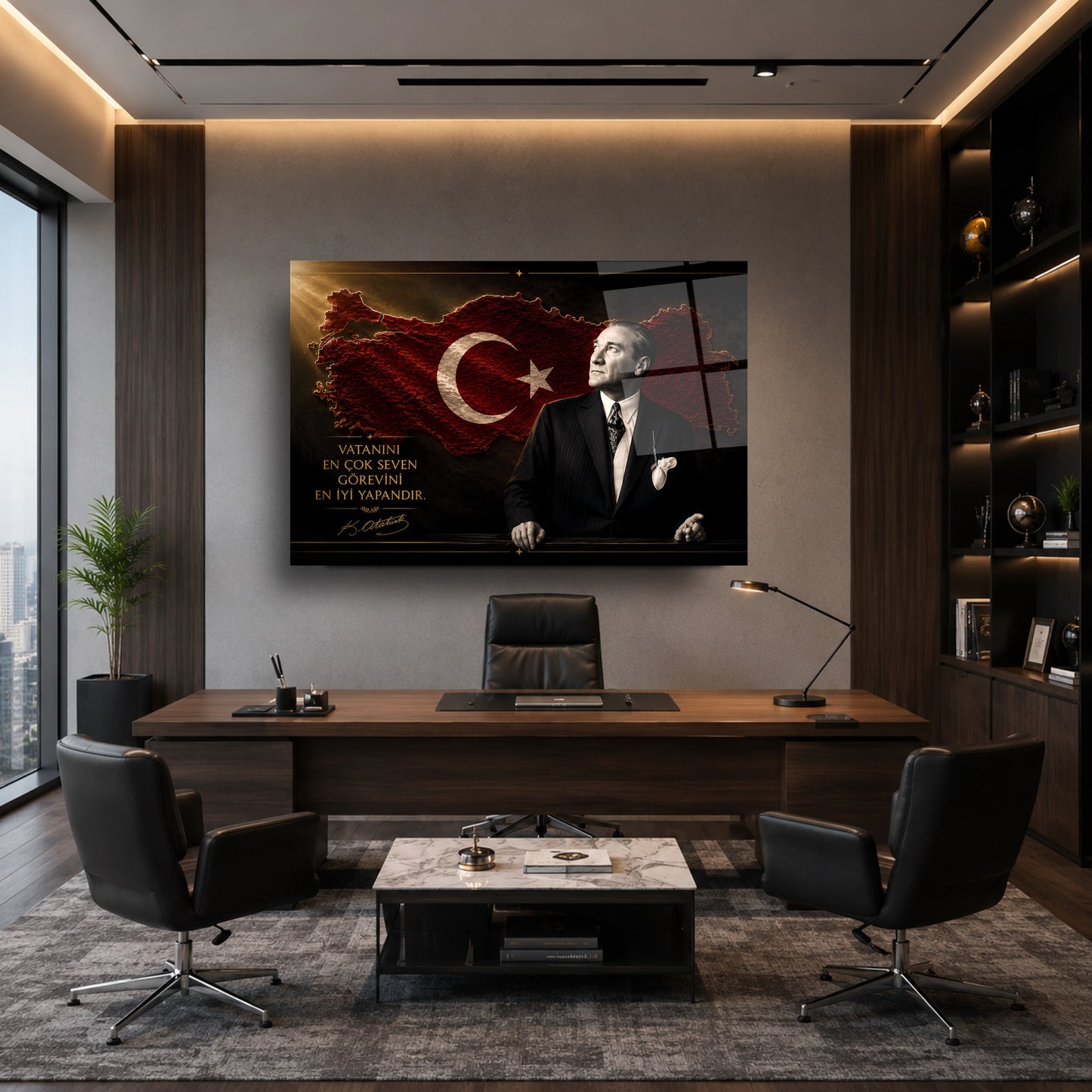 Atatürk Sözlü Türkiye Haritası Cam Tablo