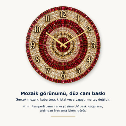 Gerçek mozaik, kabartma, kristal veya yapıştırma taş değildir: 4 mm temperli camın arka yüzüne UV baskı ve ardından fırınlama uygulanır
