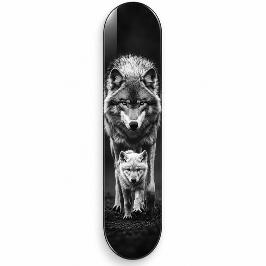 Kurt ve Yavrusu Dikey Skate Board Cam Tablo – Beyaz fonda ön görünüm